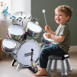 Kids Drum Set with Stool